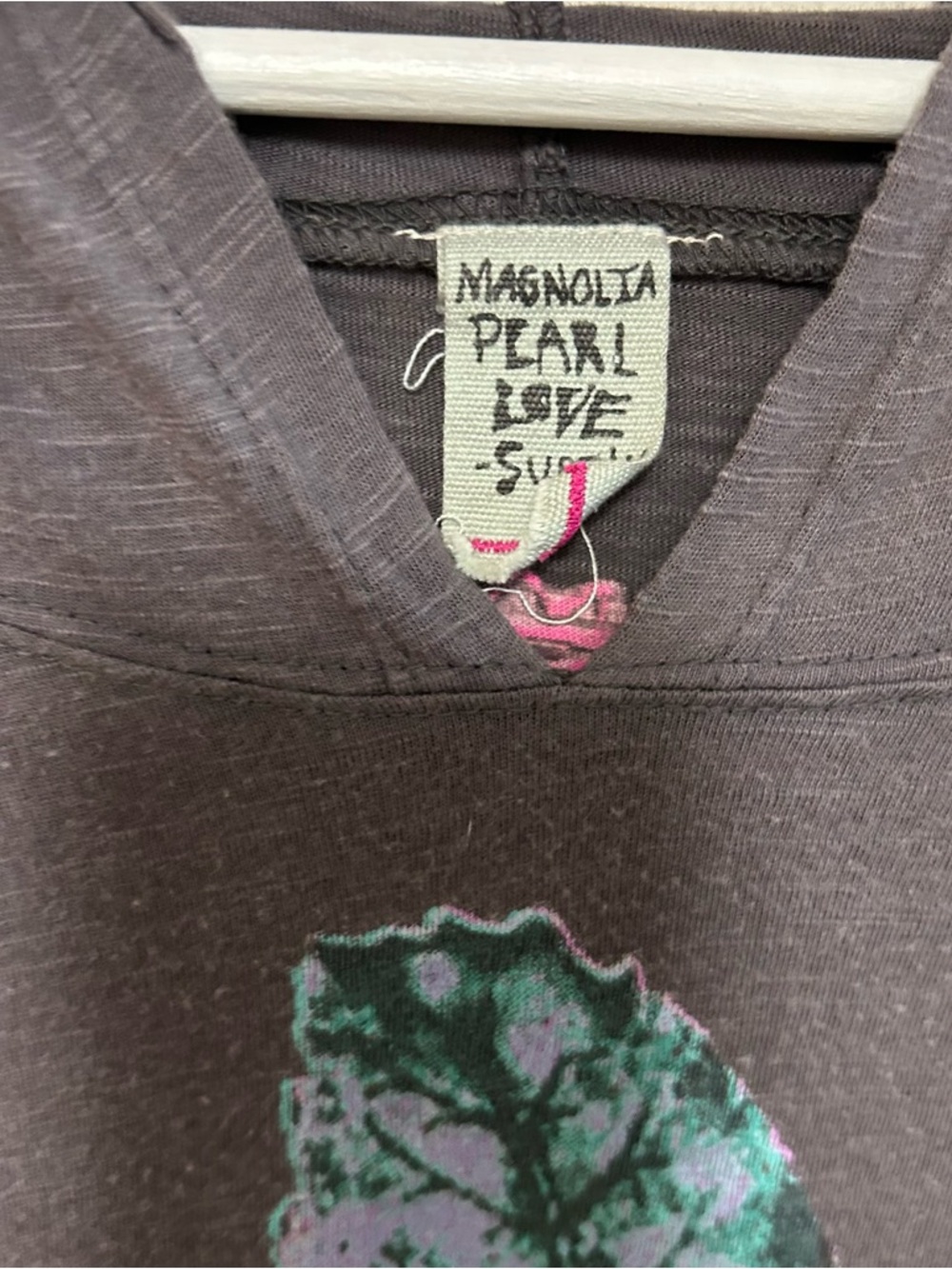 Magnolia Pearl Flor De La Pasion Viggo Hoodie T Dress maxi cotton Gray butterfly - Picture 5 of 13